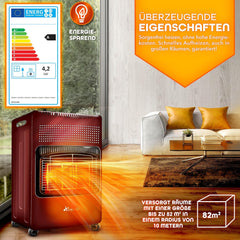 TRESKO 4200 Watt gasverwarming incl. gasdrukregelaar, gasslang + afdekking, gasverwarming, gaskachel met 3 standen, infrarood gasverwarming, stralend (rood)