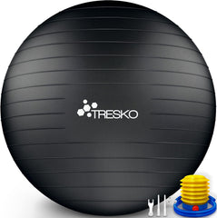 Fitness bal - Yoga bal - Pilates bal - Zwangerschapsbal - 55 cm - Zwart - TRESKO