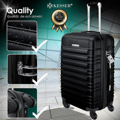 Kesser® 4-delige set koffers met harde schaal, Hard Shell Basic koffers met harde schaal, trolleys, reiskoffers, set reiskoffers, bagage, rolkoffers, slot, 4 wielen, acrylonitril-butadieen-styreen, telescopische handgrepen, S-M-L-XL