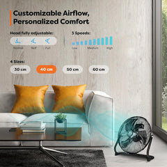 Vloerventilator - 40 cm - Industriele ventilator - Zwart - AERSON