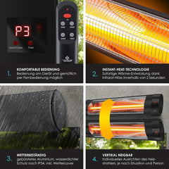 KESSER® Terrasverwarmer - Draaibaar - Verstelbaar - 2500W - Zwart •