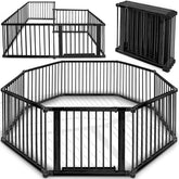 KIDUKU® 7,2 meter babybox XXL inklapbaar incl. deur | box met dubbele beveiliging | afsluitrooster voor kinderen incl. 8 elementen | kruipruimte individueel vormbaar