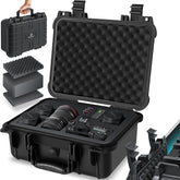 KESSER® Camerakoffer, uniseks aanpasbaar, waterdicht, universele koffer, outdoor, weerbestendig, stofdicht, koffer, fotokoffer met inleg voor cameralenzen en accessoires, zwart, Praktisch