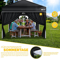 tillvex® 2 x zijwand voor paviljoen, 3 x 3 m, waterafstotend, zijramen en ritssluiting, zijwanden voor tuintent, partytent, 2 stuks, zwart