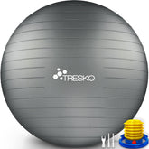 Fitness bal - Yoga bal - Pilates bal - Zwangerschapsbal - 85 cm - Grijs - TRESKO