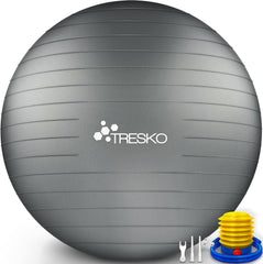 Fitness bal - Yoga bal - Pilates bal - Zwangerschapsbal - 85 cm - Grijs - TRESKO