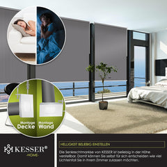 KESSER® Klemluifel - Balkonluifel - Rolgordijn - 160x240cm - Grijs
