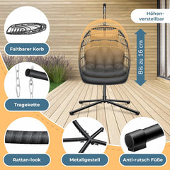 KESSER® Egg Hangstoel met Standaard - Tot 150kg - Antraciet