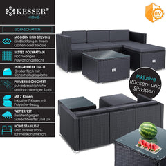 KESSER® Loungeset Polyrotan - 3-zitplaatsen - 3-4 personen - Antraciet