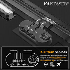 Kofferset - 3 delig - Trolley - Reiskofferset - Zwart - KESSER®