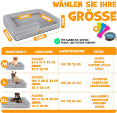 Orthopedisch hondenbed, hondenkussen, hondenkorf relax, incl. bak + 3 x kauwbotten, hondensofa voor kleine, middelgrote en grote honden, hoes afneembaar en wasbaar, 106x80x22cm grijs