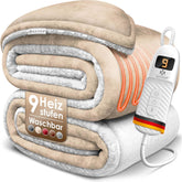 KESSER® Elektrische deken met automatische uitschakeling, 200 x 180 cm, dubbelzijdig elektrische warmtedeken, knuffeldeken, bed, bank, 9 temperatuurniveaus, wasbaar tot 40 °C, met timer, digitaal