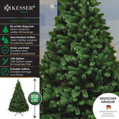 KESSER® Kunstkerstboom, PE 140 cm met 470 takpunten, dennenboom, kunstspar snel op te bouwen, incl. kerstboomstandaard, kerstdecoratie – PE groen 1,4 m dennenboom Kerstmis