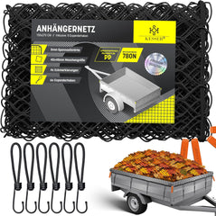 KESSER® Aanhangernet met spankabel - 1,5x2,7m - Zwart