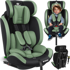 KIDIZ® Autokinderzitje, driehoekig, premium kinderzitje, autostoel, zitkuip, 9 kg - 36 kg, 1-12 jaar, groep 1/2/3, universeel, goedgekeurd volgens ECE R129/03, met Isofix
