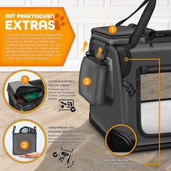 Reisbench hond - Draagtas hond - Transportbox - 83x58x58 cm- Antraciet