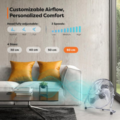 Aerson Vloerventilator - 60cm - 3 standen - 200W - Zilver