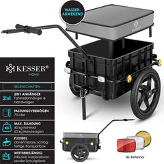 KESSER® Fietsaanhanger - Transportaanhanger - Max. 60kg - Zwart •