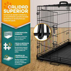 Hondenbench - Hondenren - Bench voor honden - 107x71x77 cm - Zwart - Tresko