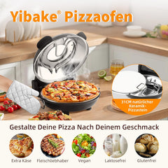 Elektrische Pizzaoven - Keramische steen - 420°C - 1200W - Zwart