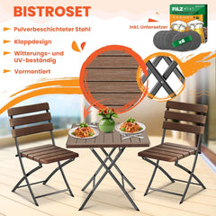 KESSER® Bistroset 2 Persoons - Tuinstoelen - Tuinset - Bruin
