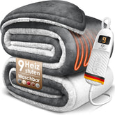 KESSER® Elektrische deken met automatische uitschakeling, 160 x 120 cm, dubbelzijdig elektrische warmtedeken, knuffeldeken, bed, bank, 9 temperatuurniveaus, wasbaar tot 40 °C, met timer, digitaal