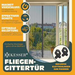 KESSER® Magnetisch deurgordijn - Vliegengordijn - 80x200cm - Antraciet