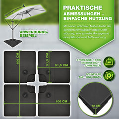 Tillvex® Parasoltegel - Parasolvoet - Vulbaar tot 120 kg - Zwart