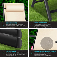 Tuinstoelen verstelbaar - Ligstoel - Set van 2 - Beige - KESSER®