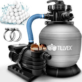 Tillvex® Zandfilter - Zandfilterpomp - 13200L/u - Grijs