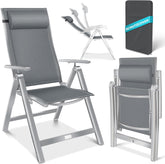 Tuinstoel - Ligstoel - Verstelbaar - Opvouwbaar - Grijs - KESSER®