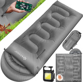 KESSER® Slaapzak voor buiten, 175 x 83 cm, dekenslaapzak, 3-4 seizoenen, campingslaapzak voor volwassenen en kinderen, licht, draagbaar, warm en waterafstotend, inclusief campinglamp en zijzak