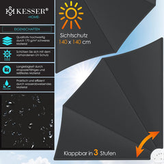 KESSER® opvouwbaar balkonscherm met muurbeugel - 140x140cm - Lichtgrijs •