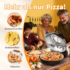 Elektrische Pizzaoven - Keramische steen - 420°C - 1200W - Zwart