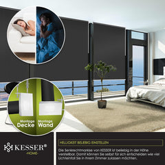 KESSER® Klemluifel - Balkonluifel - Rolgordijn - 140x140cm - Antraciet