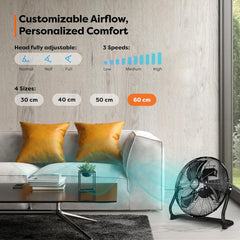 Vloerventilator - Industriele ventilator - 60 cm - Zwart - AERSON