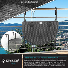 KESSER® Balkontafel - Inklapbaar - Hangtafel - Verstelbaar - Antraciet