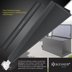 KESSER® opvouwbaar balkonscherm met muurbeugel - 140x140cm - Lichtgrijs •