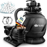 Zandfilterpomp - Zandfilter voor zwembad - 10200L/u - Zwart - Tillvex •