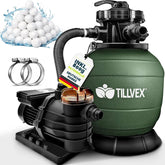 Tillvex® Zandfilter - Zandfilterpomp - 10200L/u - Groen