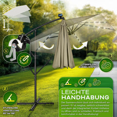 Tillvex® LED Parasol - Rechthoekig - 235x235cm - Verstelbaar - Bruin •