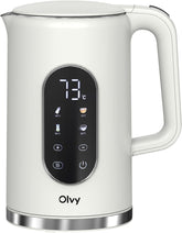 Waterkoker met Temperatuurregeling - Warmhoudfunctie - RVS - Dubbelwandig - Elektrisch - 1.7 Liter - 2200W - Crème - Olvy •