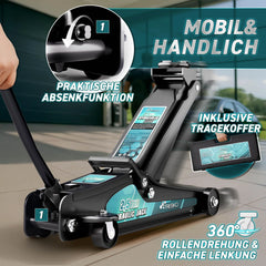 Autokrik - Garagekrik - Hydraulische krik - 2,5 Ton - Zwart - TRESKO