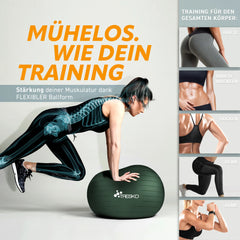 Fitness bal - Yoga bal - Pilates bal - Zwangerschapsbal - 75 cm - Donkergroen - TRESKO