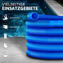 tillvex Zwembadslang 12 m/38 mm blauw | zwembadslang met moffen | zonne-slang voor zwembad en zwembad | zuigslang | pompslang | flexibele waterslang