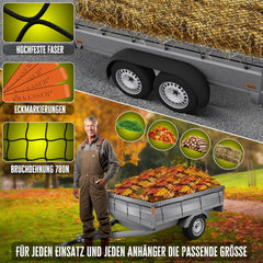 KESSER® Aanhangernet met spankabel - 1,5x2,7m - Zwart