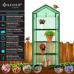 KESSER® Premium foliekas, broeikas met 4 etages, 69 x 50 x 158 cm, broeikas met 4 planken, ruimtebesparend, hoogwaardig kweekhuis, tuin, balkon, stabiel en eenvoudig te monteren
