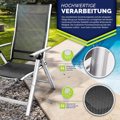 Tuinstoel - Ligstoel - Verstelbaar - Opvouwbaar - Zilver - Tillvex®