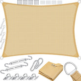 KESSER® Zonnezeil, zonwering, windscherm, HDPE-weefsel, waterafstotend en winddicht, rechthoekig 2 x 4 m, 5-voudig dwars genaaid, robuust en stabiel, schaduwgever voor tuin, balkon, terras, zand