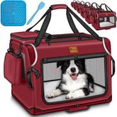 Reisbench hond - Draagtas hond - Transportbox - 61x42x42 cm - Rood - TRESKO